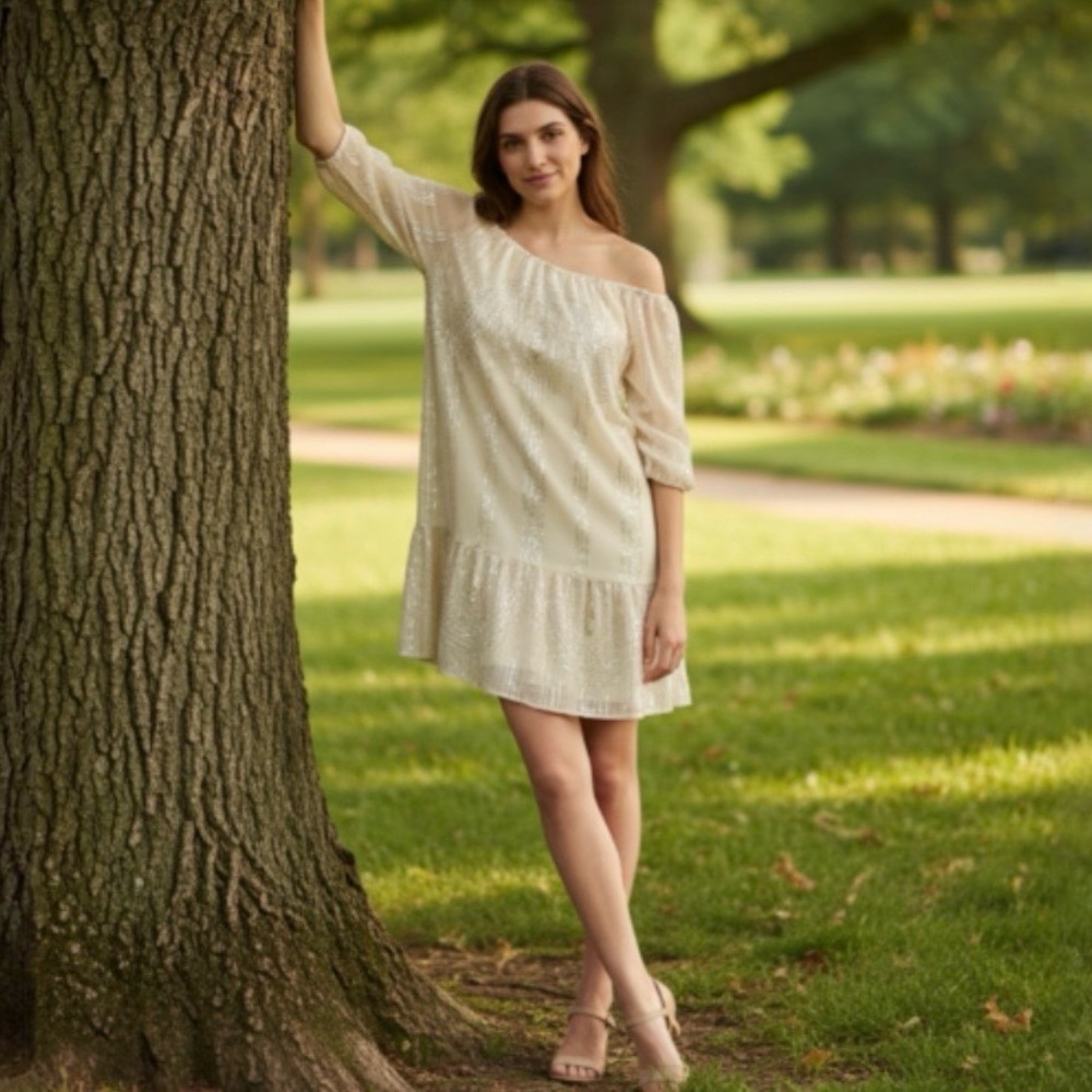 Caroline K Beaded Sands Sequin Swing Dress by Anthropologie - Picture 4 of 13